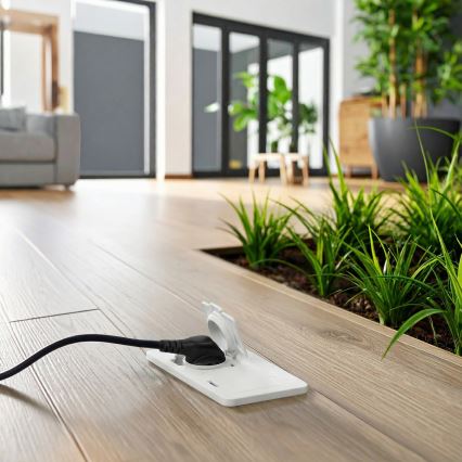 Brilagi - väljas kasutatav sisseehitatav topelt põrandapistik IP55, valge, ristkülikukujuline