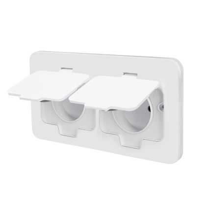 Brilagi - väljas kasutatav sisseehitatav topelt põrandapistik IP55, valge, ristkülikukujuline