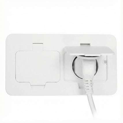 Brilagi - väljas kasutatav sisseehitatav topelt põrandapistik IP55, valge, ristkülikukujuline