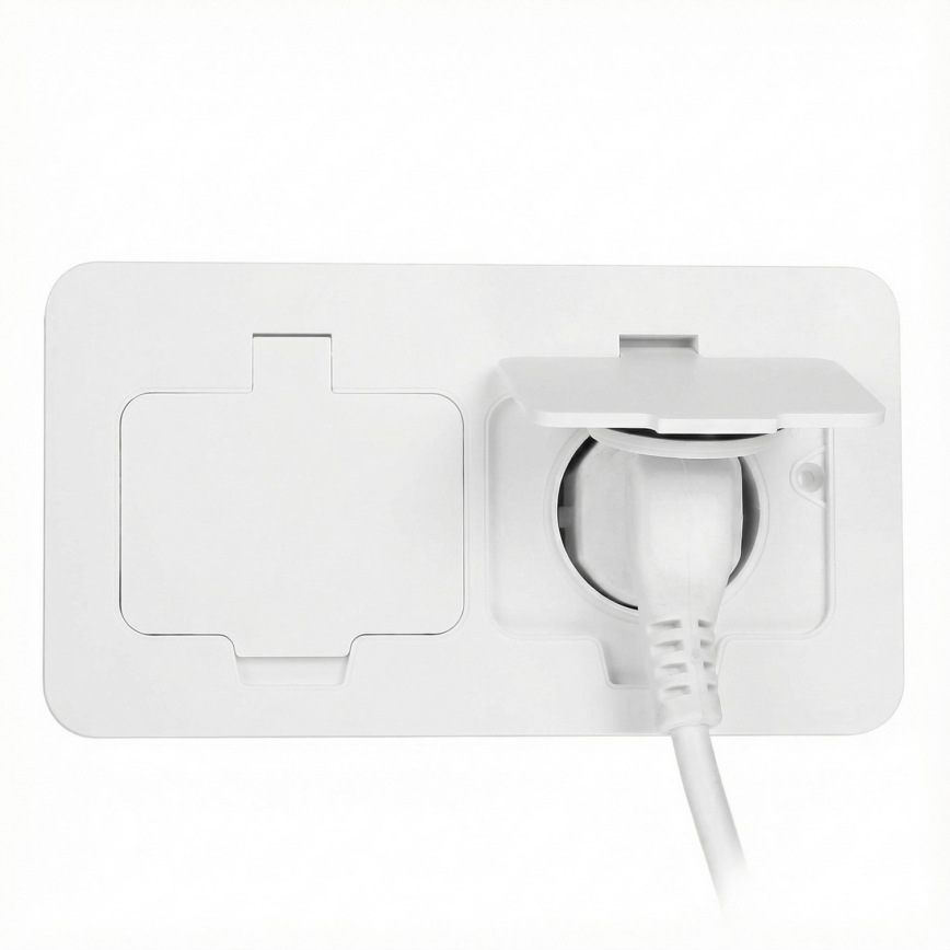 Brilagi - väljas kasutatav sisseehitatav topelt põrandapistik IP55, valge, ristkülikukujuline