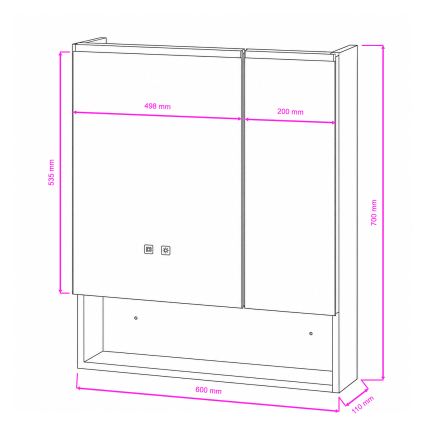 BRILAGI - Vannitoa LED-peegelkapp taustvalgustusega TRABIA DOUBLE 60x70 cm