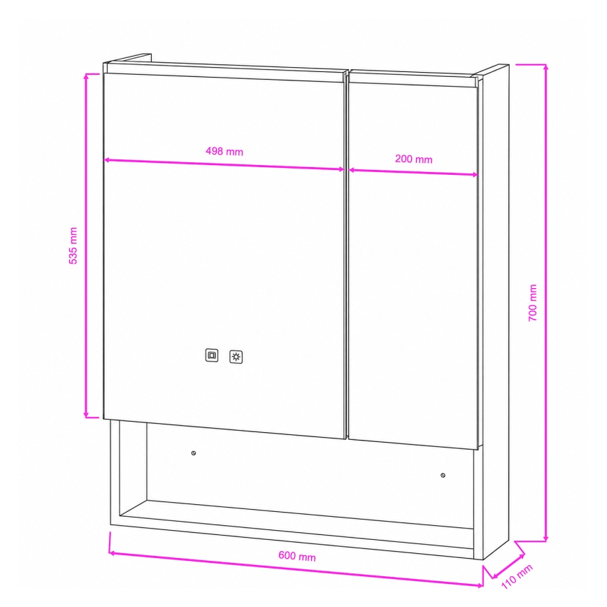 BRILAGI - Vannitoa LED-peegelkapp taustvalgustusega TRABIA DOUBLE 60x70 cm