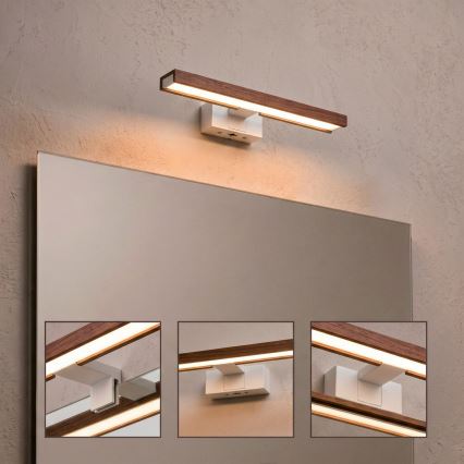 Brilagi - LED-vannitoa peegelvalgustus 3-ühes WOODY MIRROR LED/8W/230V 40 cm IP44 valge/tamm kirsipuu