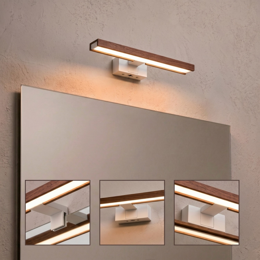 Brilagi - LED-vannitoa peegelvalgustus 3-ühes WOODY MIRROR LED/8W/230V 40 cm IP44 valge/tamm kirsipuu