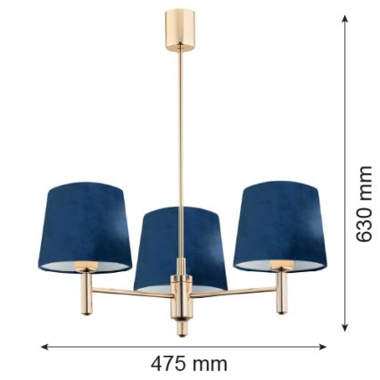 Brilagi - Varrega laelühter MONTE 3xE27/15W/230V sinine/kuldne