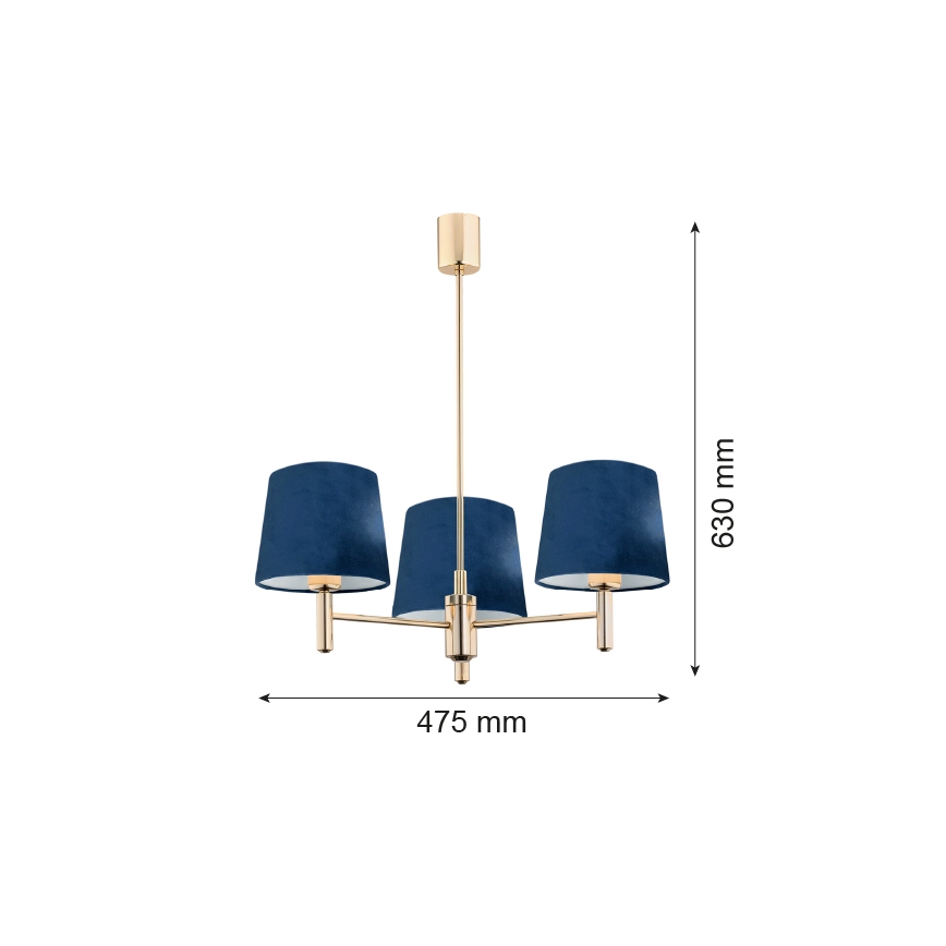Brilagi - Varrega laelühter MONTE 3xE27/15W/230V sinine/kuldne
