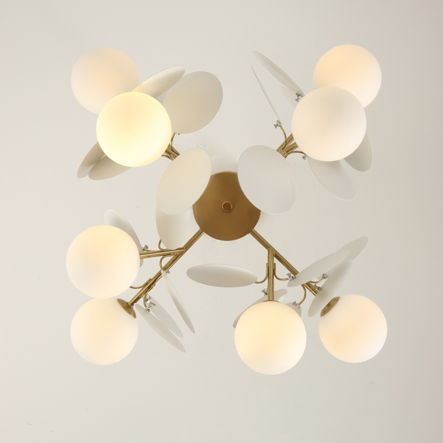 Brilagi - varrega lühter BALMO 8xG9/9W/230V, Ø 60 cm, kuldne/valge