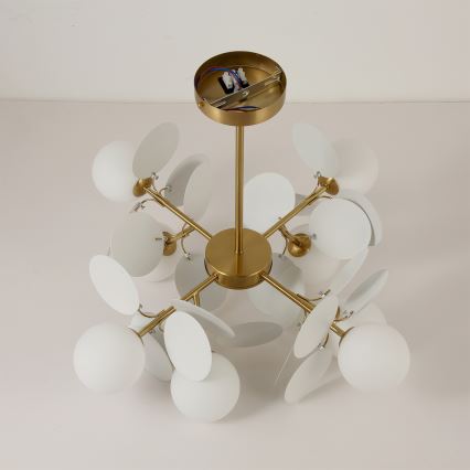 Brilagi - varrega lühter BALMO 8xG9/9W/230V, Ø 60 cm, kuldne/valge