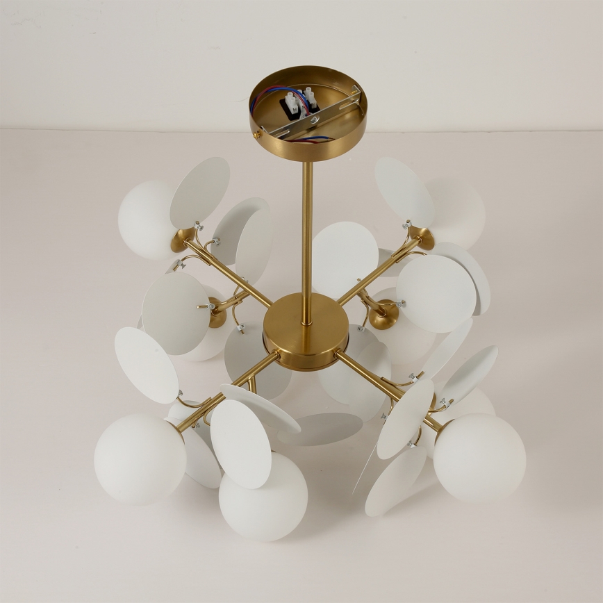 Brilagi - varrega lühter BALMO 8xG9/9W/230V, Ø 60 cm, kuldne/valge