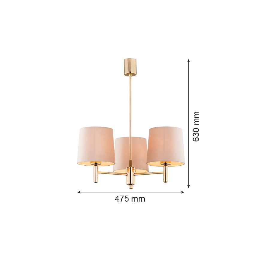 Brilagi - varrega lühter MONTE 3xE27/15W/230V beež/kuldne