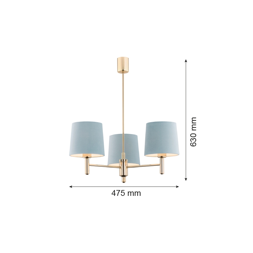 Brilagi - Varrega lühter MONTE 3xE27/15W/230V sinine/kuldne
