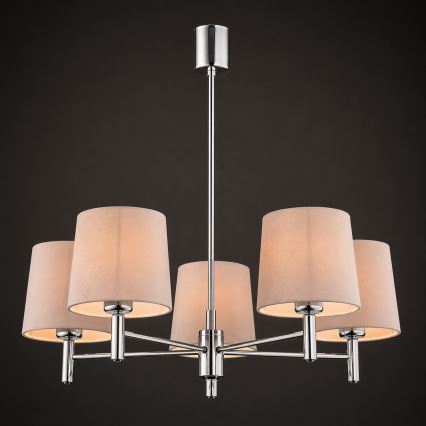 Brilagi - Varrega lühter MONTE 5xE27/15W/230V beež/läikiv kroom