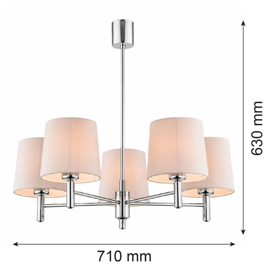 Brilagi - Varrega lühter MONTE 5xE27/15W/230V beež/läikiv kroom