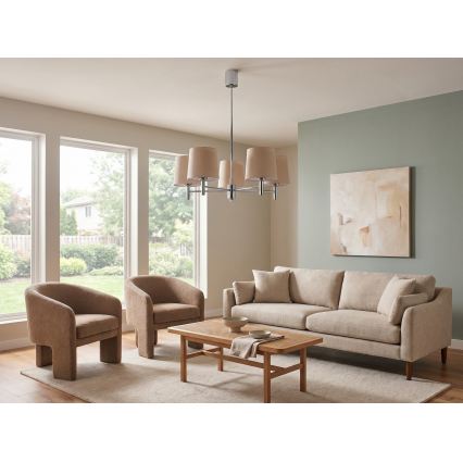 BRILAGI - Varrega lühter MONTE 5xE27/60W/230V beež/läikiv kroom