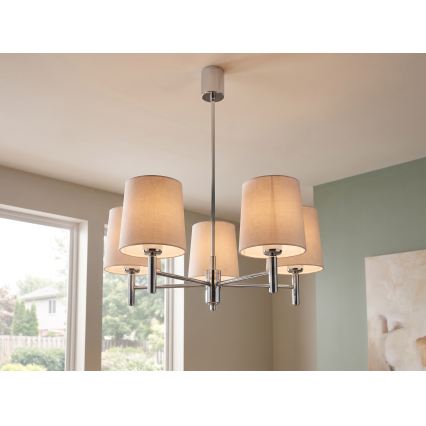 BRILAGI - Varrega lühter MONTE 5xE27/60W/230V beež/läikiv kroom