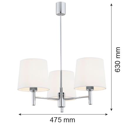 Brilagi - Varrega ripplühter MONTE 3xE27/15W/230V kreemjas/läikiv kroom
