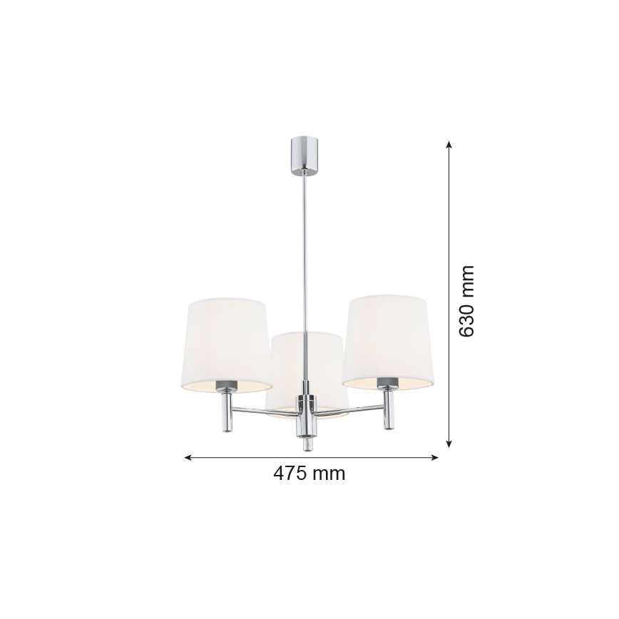 Brilagi - Varrega ripplühter MONTE 3xE27/15W/230V kreemjas/läikiv kroom
