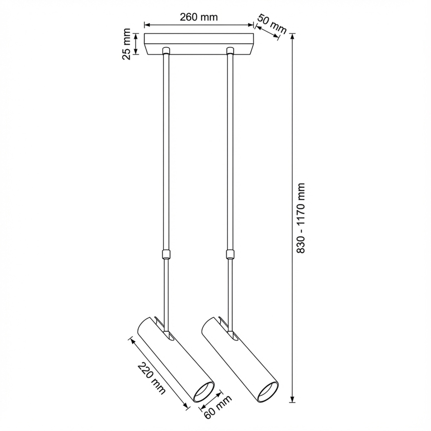 Brilagi - varrega rippvalgusti SELE 2xGU10/30W/230V must