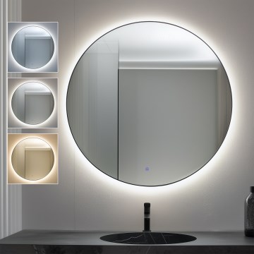 Brilagi - VENA BLACK LED-vannitoa peegel LED/32W/230V, läbimõõt 100 cm, IP44, CRI 90, hämardatav + CCT