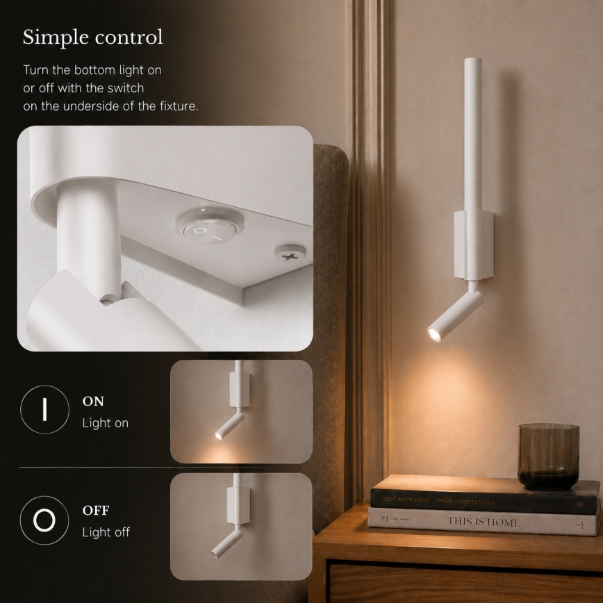 BRILAGI - VIXON LED-seinale paigaldatav suunavalgusti LED/3W/230V + LED/5W valge CRI 90