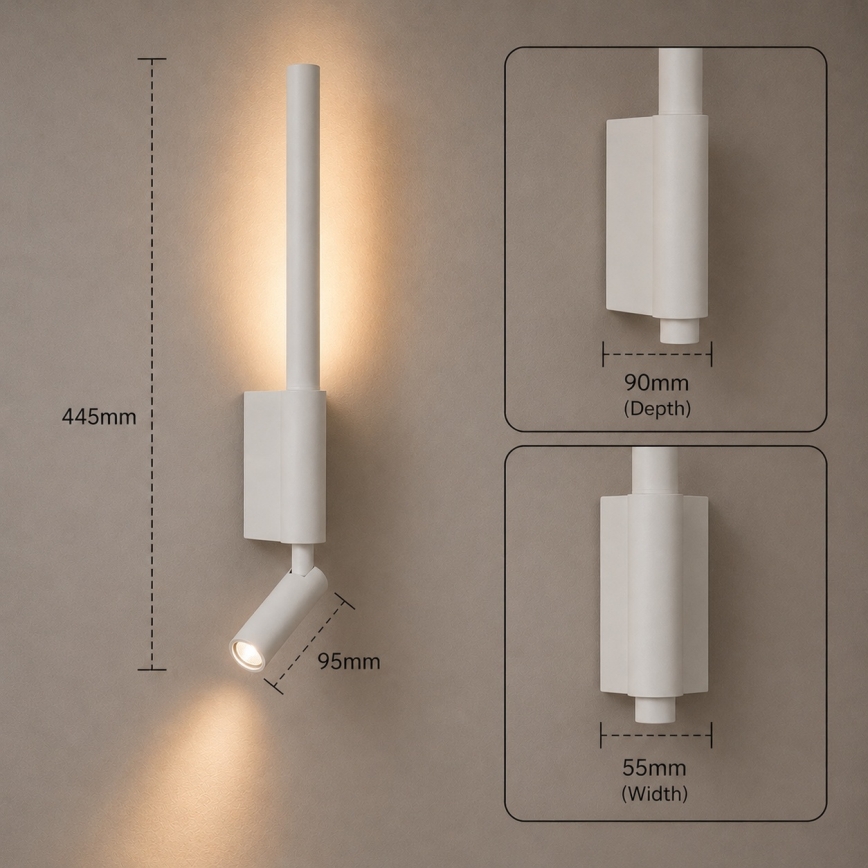 BRILAGI - VIXON LED-seinale paigaldatav suunavalgusti LED/3W/230V + LED/5W valge CRI 90