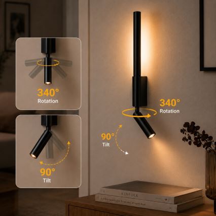 BRILAGI - VIXON LED-seinapunktvalgusti LED/3W/230V + LED/5W, must, CRI 90