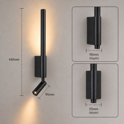 BRILAGI - VIXON LED-seinapunktvalgusti LED/3W/230V + LED/5W, must, CRI 90