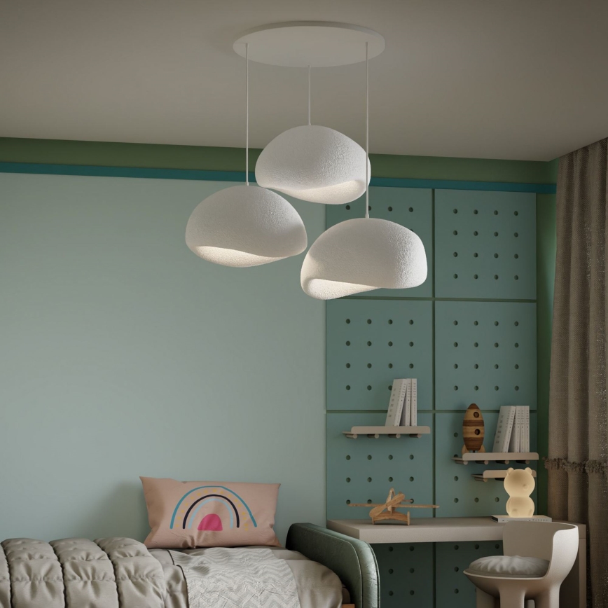 Brilagi - WABI SABI kaablil rippvalgusti 3xE27/40W/230V Ø 60 cm valge