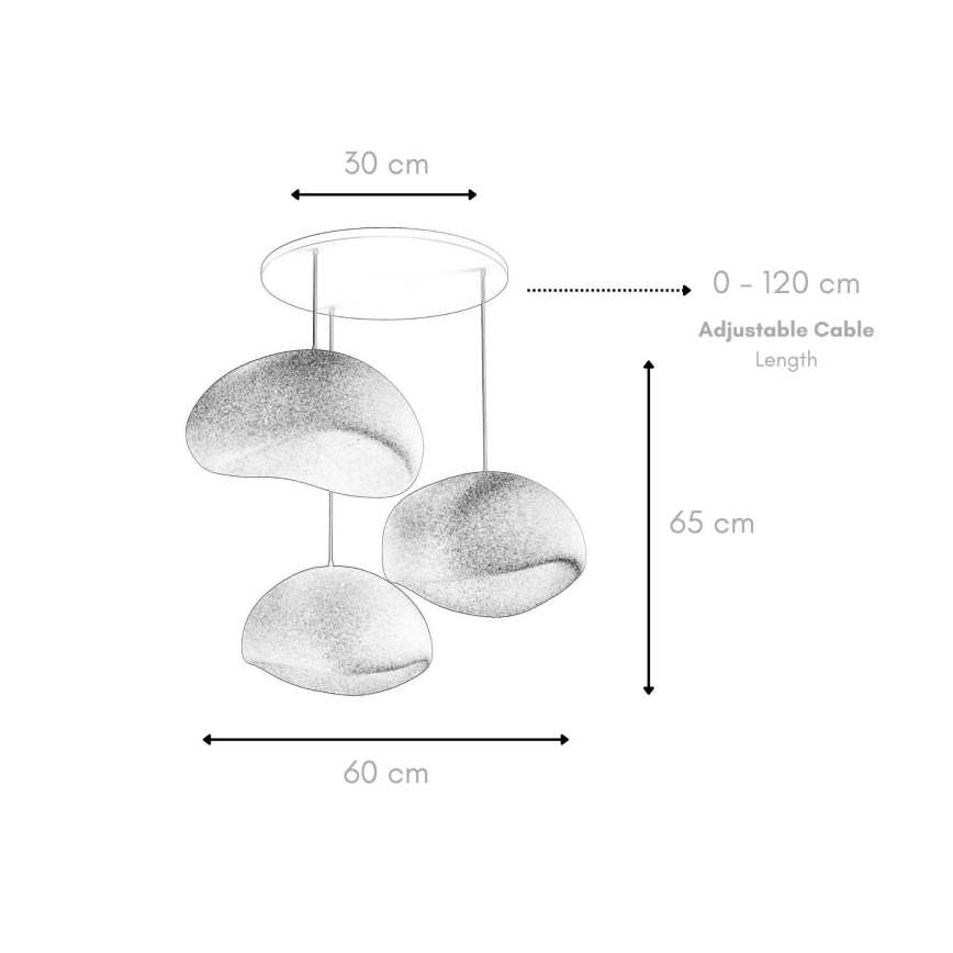 Brilagi - WABI SABI kaablil rippvalgusti 3xE27/40W/230V Ø 60 cm valge