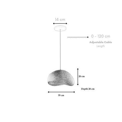 Brilagi - WABI SABI ripatslaelamp kaabliga 1xE27/40W/230V Ø 35 cm hall