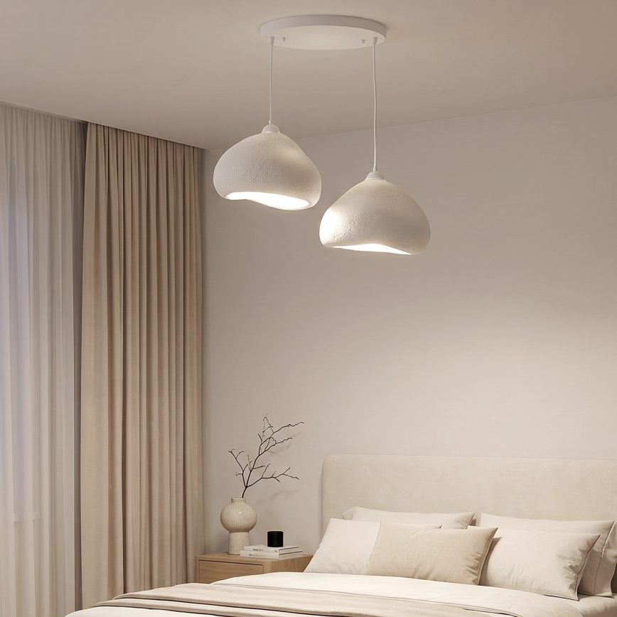 Brilagi - WABI SABI ripplamp kaabliga 2xE27/40W/230V Ø 45 cm valge