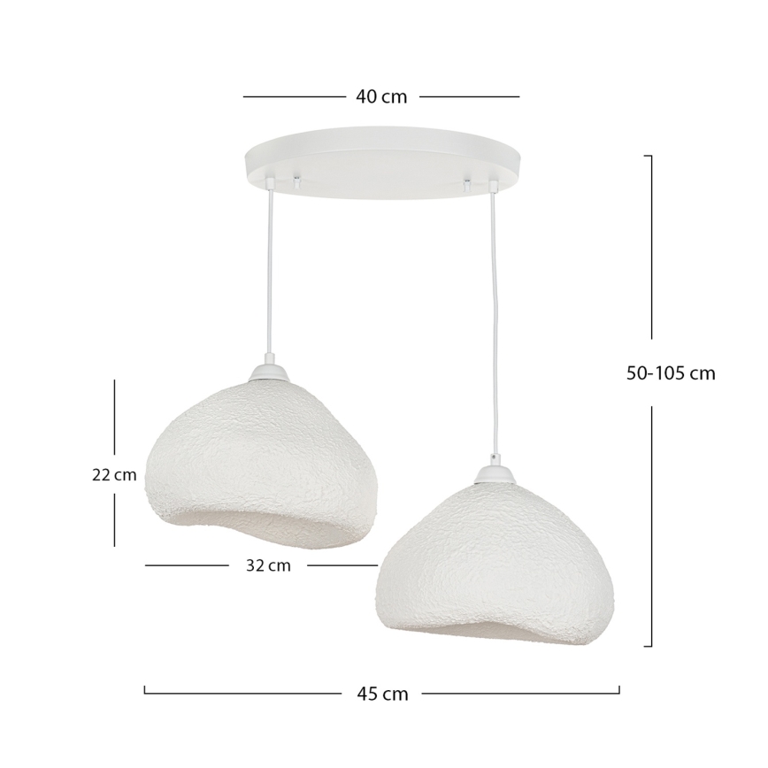 Brilagi - WABI SABI ripplamp kaabliga 2xE27/40W/230V Ø 45 cm valge