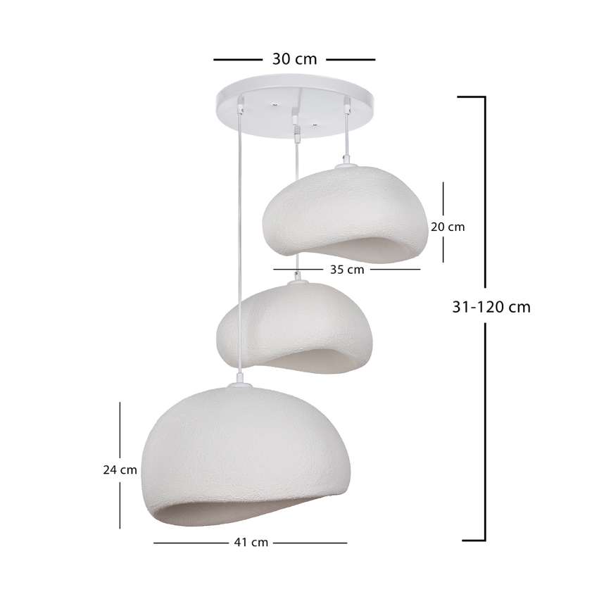 Brilagi - WABI SABI rippvalgusti kaabliga 3xE27/40W/230V, läbimõõt 76 cm, valge