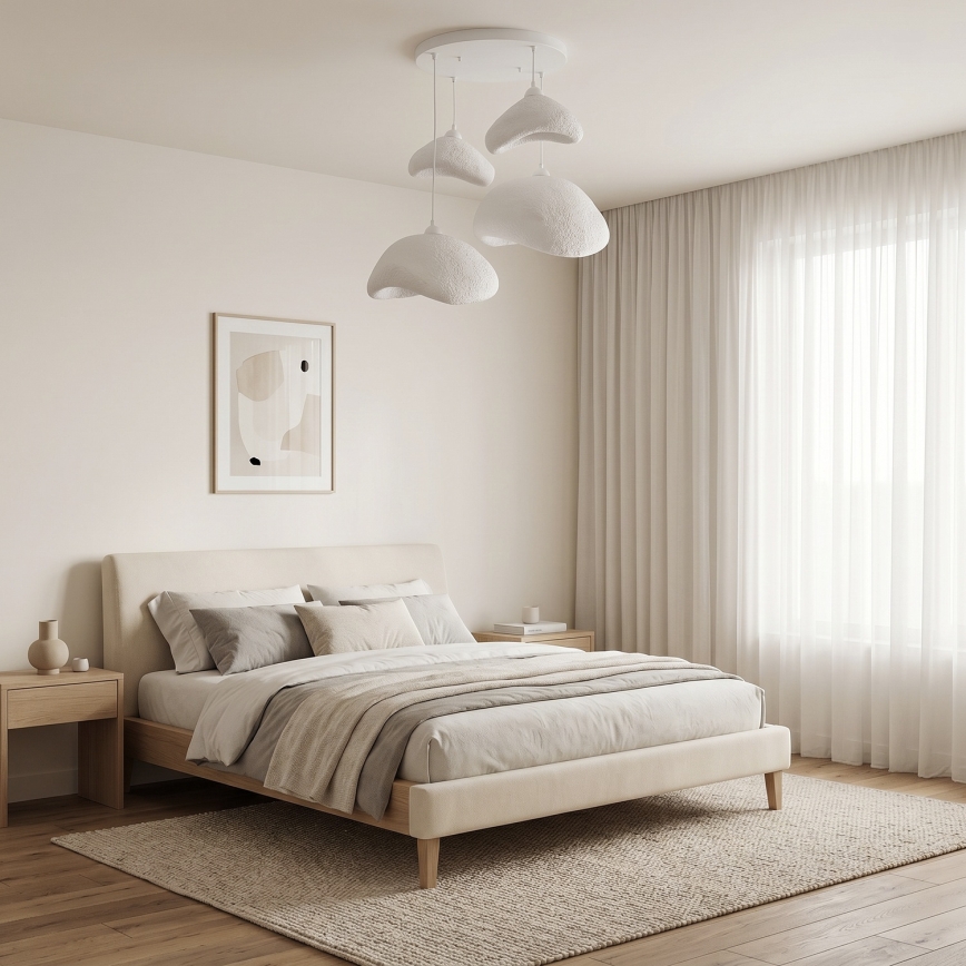 Brilagi - WABI SABI rippvalgusti kaabliga 4xE27/40W/230V, läbimõõt 90 cm, valge