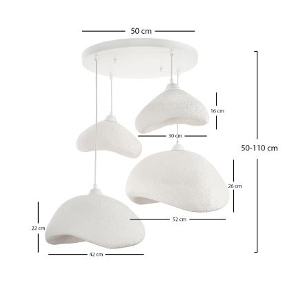 Brilagi - WABI SABI rippvalgusti kaabliga 4xE27/40W/230V, läbimõõt 90 cm, valge