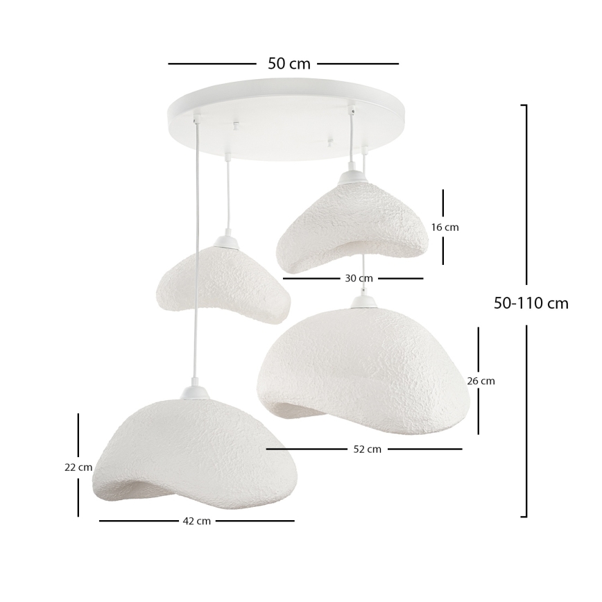 Brilagi - WABI SABI rippvalgusti kaabliga 4xE27/40W/230V, läbimõõt 90 cm, valge