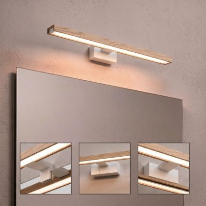 Brilagi - LED-vannitoa peeglivalgusti 3-ühes WOODY MIRROR LED/12W/230V 60 cm IP44 valge/tamm