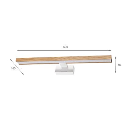 Brilagi - LED-vannitoa peeglivalgusti 3-ühes WOODY MIRROR LED/12W/230V 60 cm IP44 valge/tamm