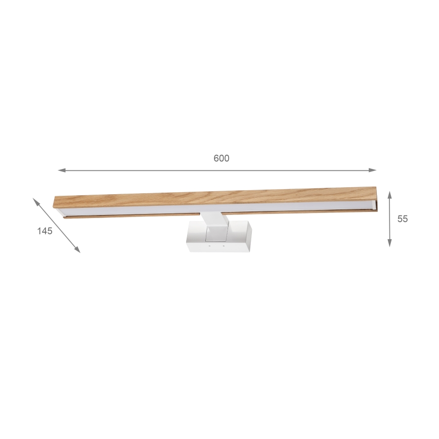 Brilagi - LED-vannitoa peeglivalgusti 3-ühes WOODY MIRROR LED/12W/230V 60 cm IP44 valge/tamm