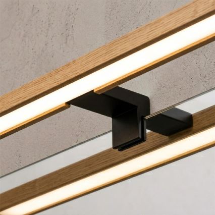 Brilagi - LED-vannitoapeegli valgustus 3-ühes WOODY MIRROR LED/12W/230V 60 cm IP44 must/tamm