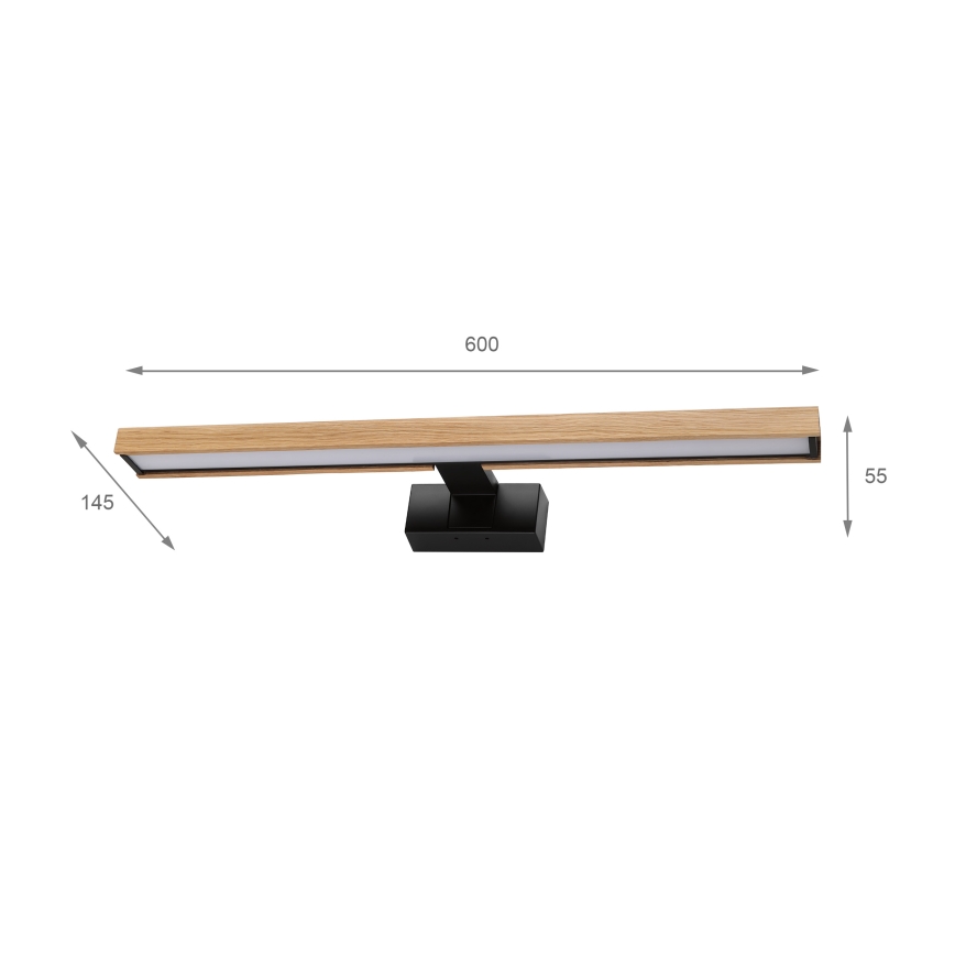 Brilagi - LED-vannitoapeegli valgustus 3-ühes WOODY MIRROR LED/12W/230V 60 cm IP44 must/tamm