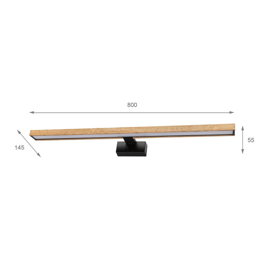 Brilagi - LED vannitoa peegelvalgustus 3-ühes WOODY MIRROR LED/15W/230V 80 cm IP44 must/tamm
