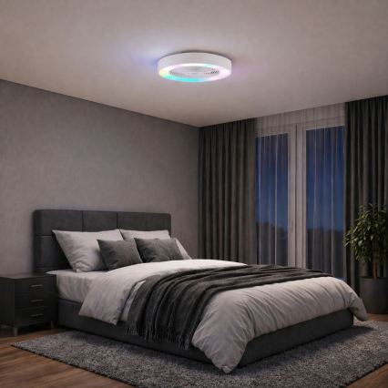 Brilliant - hämardatav LED RGBW laelamp ventilaatoriga CATANIA LED/37W/230V 2700-6500K läbimõõt 48,6 cm valge + kaugjuhtimispult