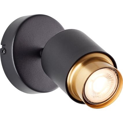 Brilliant - COVELO LED seinavalgusti, suunatav, 1xGU10/5W/230V, must/kuldne