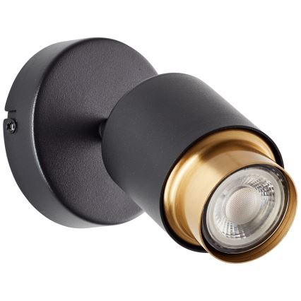 Brilliant - COVELO LED seinavalgusti, suunatav, 1xGU10/5W/230V, must/kuldne
