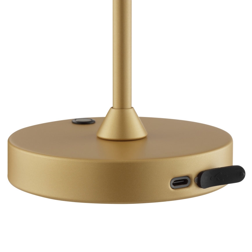 Brilliant - LED hämardatav laetav puutekontrolliga välitingimustesse mõeldud laualamp ELORA LED/2,5W/5V 2700K 2600 mAh IP44 kuldne