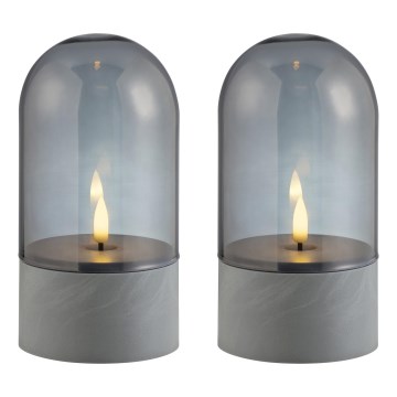 Brilliant - komplekt 2x LED-küünal ILLUSION LED/2xAA IP44 hall/suitsune must
