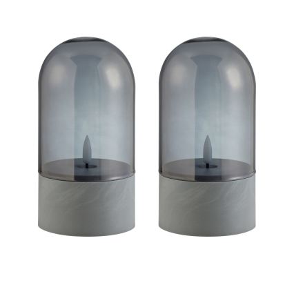 Brilliant - komplekt 2x LED-küünal ILLUSION LED/2xAA IP44 hall/suitsune must