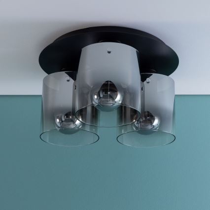 Brilliant - Laelamp BETH 3xE27/60W/230V läbimõõt 37 cm must/suitsune