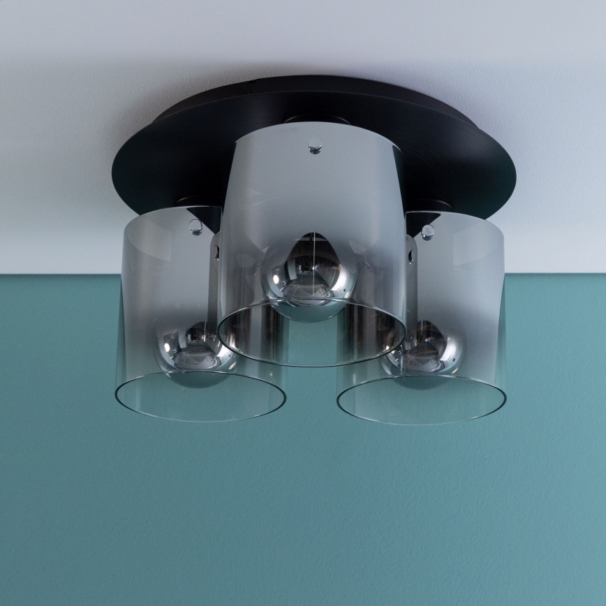 Brilliant - Laelamp BETH 3xE27/60W/230V läbimõõt 37 cm must/suitsune